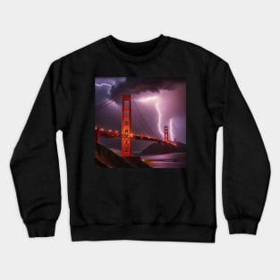 Iconic World Landmarks During A Thunderstorm; Golden Gate Bridge, San Francisco Crewneck Sweatshirt